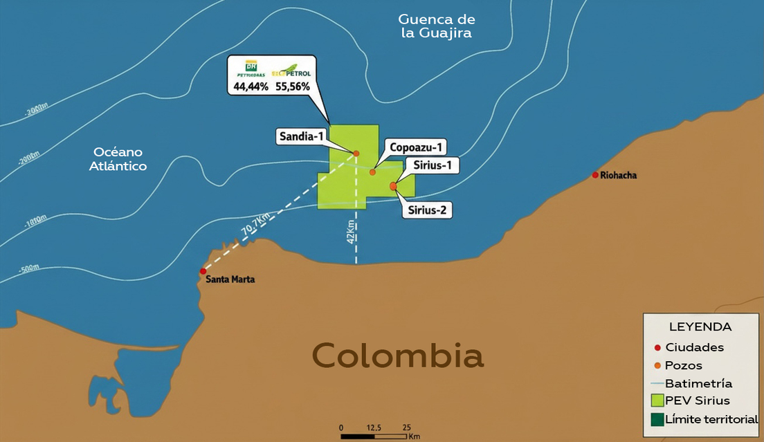 Mapa de pozo Sandía-1 | Petrobras / RT